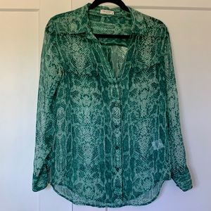 Equipment Green Snakeskin Silk Blouse